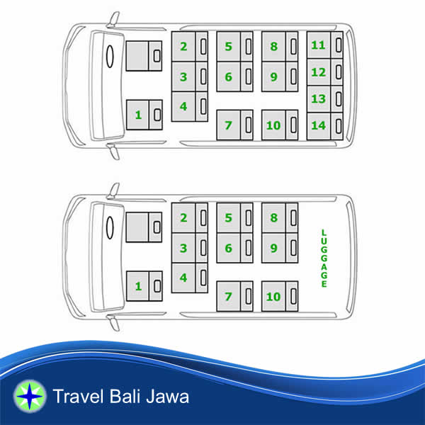Konfigurasi Tempat Duduk Toyota Hiace Carter Mobil Denpasar Surabaya Jawa Timur.